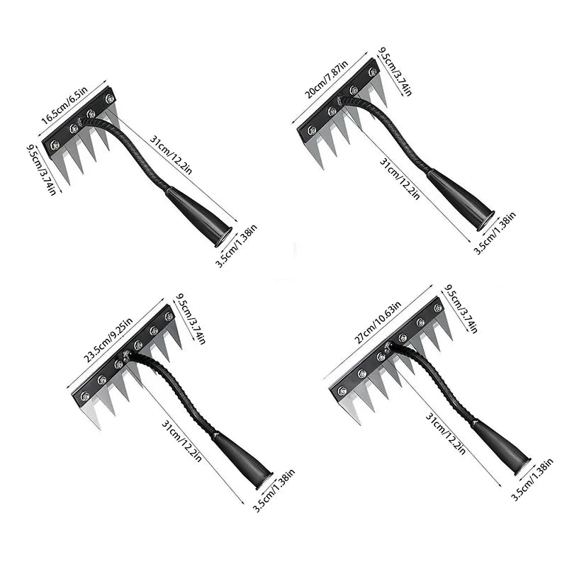 Carbon Steel Garden Hand Rake - 5/6/7/8-Tine Weeding Hoe (1-Pack)