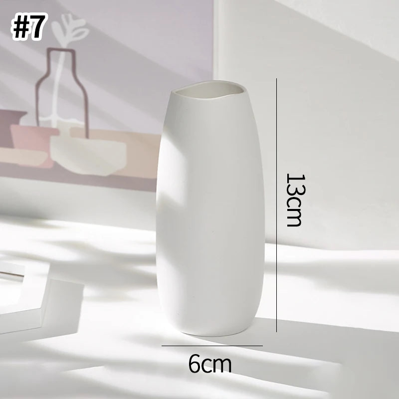 Ceramic Decorative Vase for Dried Flowers & Hydroponic Plants, Modern Table Ornament for Living Room Bedroom Office