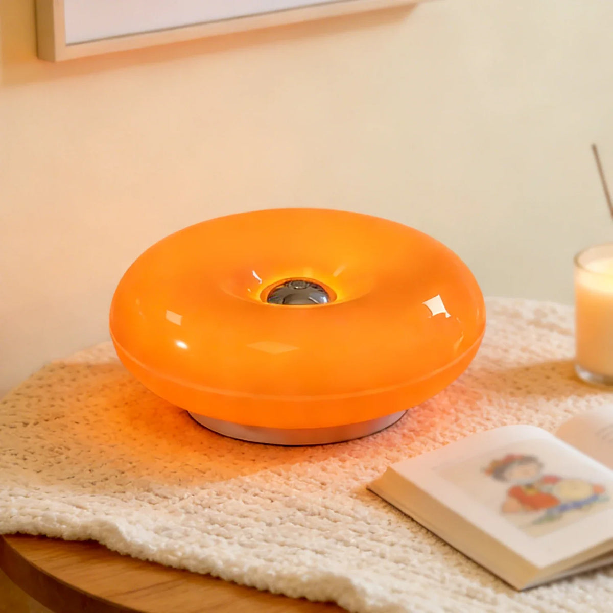 Donut LED Table Lamp Dimmable Warm Ambient Night Light for Bedroom, Kids Room & Home Decor