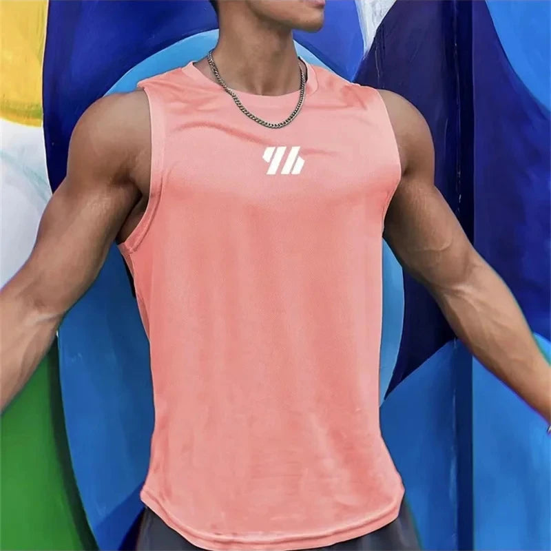 Men's Mesh Gym Tank Top – Breathable Sleeveless Running & Fitness Workout Vest