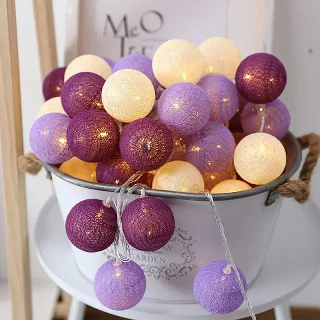 20 LED Cotton Ball String Lights 3.0m (9.8ft) Battery Operated Fairy Lights for Indoor Outdoor Wedding Christmas Patio Garden