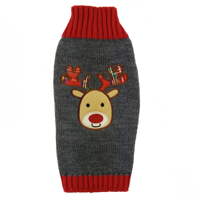 Christmas Knitted Dog Sweater – Winter Striped Cartoon Pet Coat, Sizes XXS–XXL (8.66–24.02 in / 22–61 cm Back)