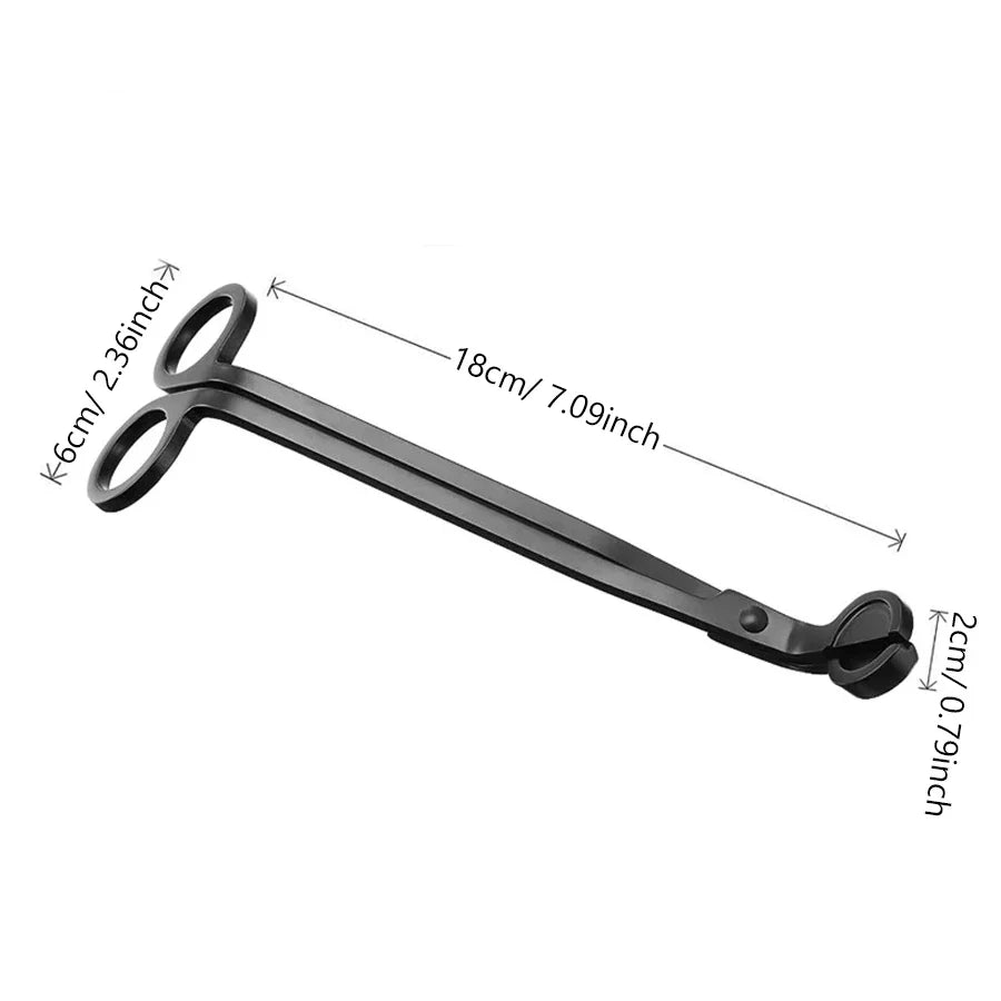 Black Stainless Steel Candle Wick Trimmer Scissors — 7.1 in (18 cm) Candle Cutter for Home Decor