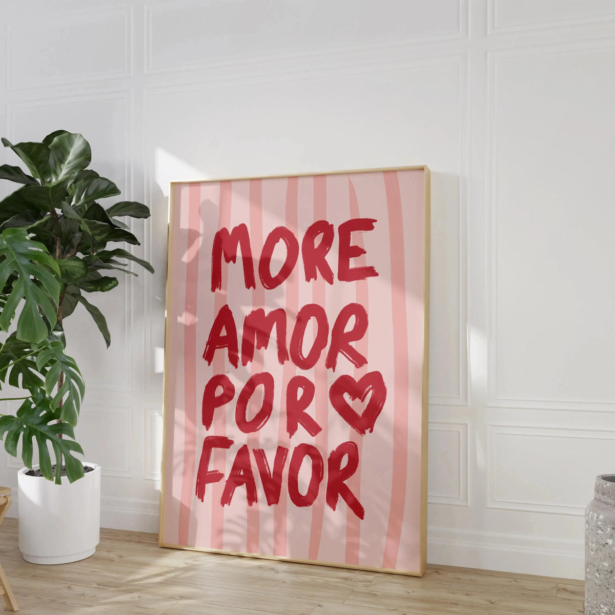 1pc Frameless Love Quote Canvas Wall Art - Pink & Blue Abstract Modern Home Decor