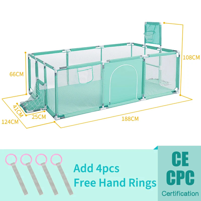 Baby Playpen Play Yard 125×125×68 cm (49.2×49.2×26.8 in) Thick Steel Frame Cloth Baby Fence for Infants & Toddlers