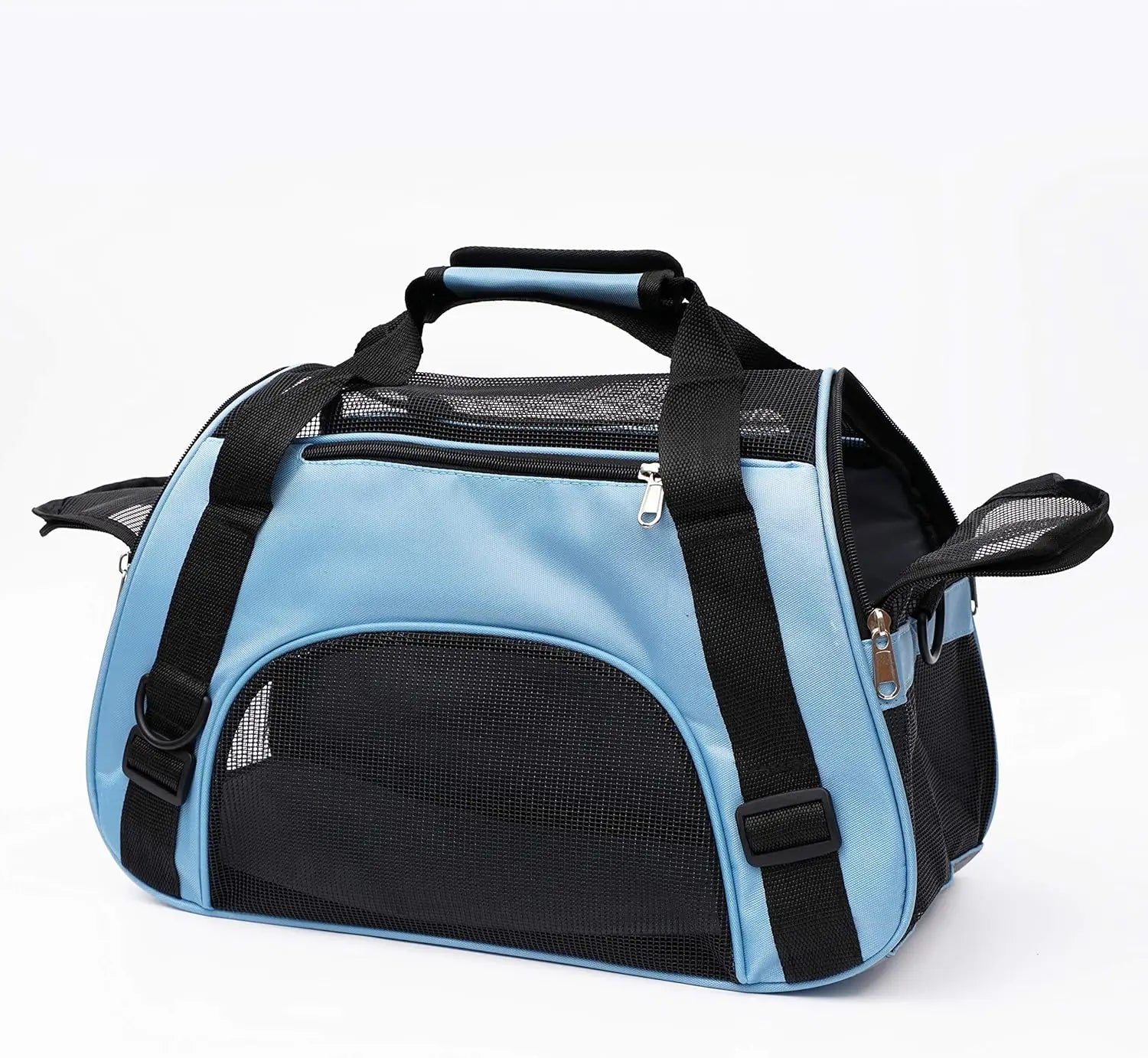 FanzyMarket small portable pet carrier bag with breathable mesh for dogs and cats, with adjustable shoulder strap and soft-sided design.