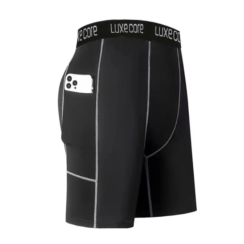 Men's Compression Shorts with Pocket - Quick-Dry Breathable Stretch Base Layer for Gym & Sports