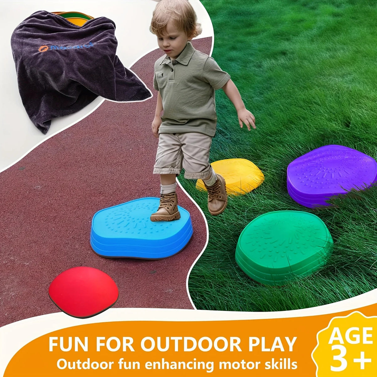 5-Pack Kids Balance Stepping Stones Playset – Montessori Sensory Steppers for Indoor & Outdoor Play