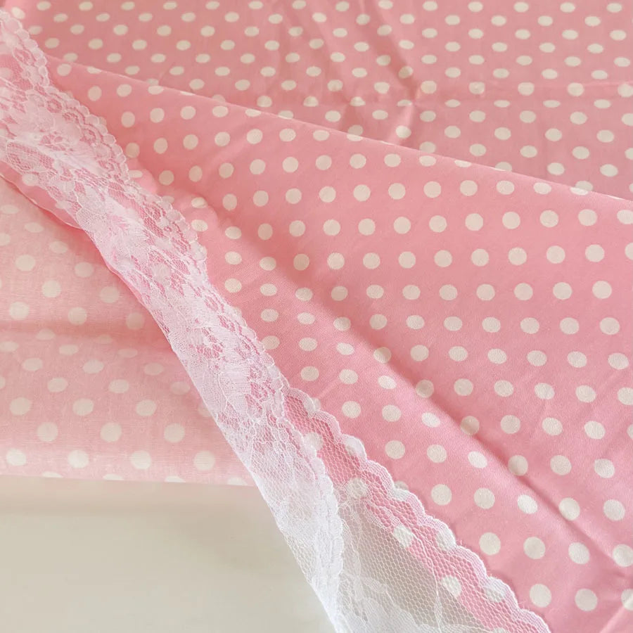 Pink Lace Plaid Rectangular Tablecloth with Pom Pom Trim for Kitchen & Dining, 63×39 in (160×100 cm) & 39×31.5 in (100×80 cm), Christmas Home Decor