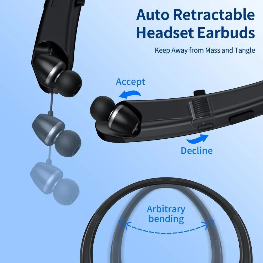 Noise Cancelling Neckband Earphones Bluetooth 5.0 - Wireless In-Ear Headset with Active ANC & In-Line Controls