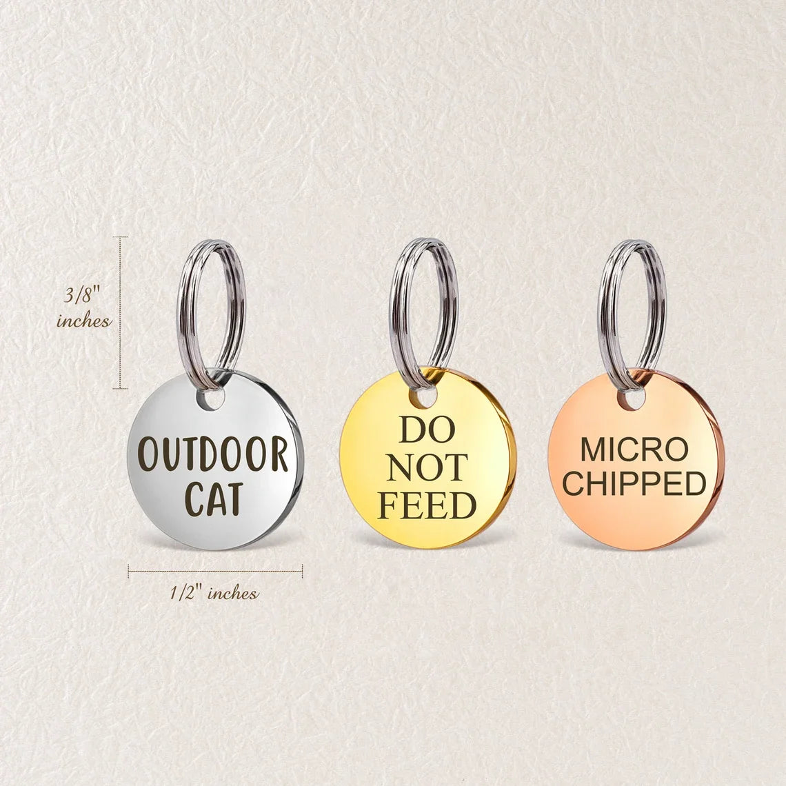 Personalized Mini Pet ID Tag - Engraved Stainless Steel Nameplate for Cat Puppy Kitten - Anti-Lost Custom Pet Tag with Quick Release Ring