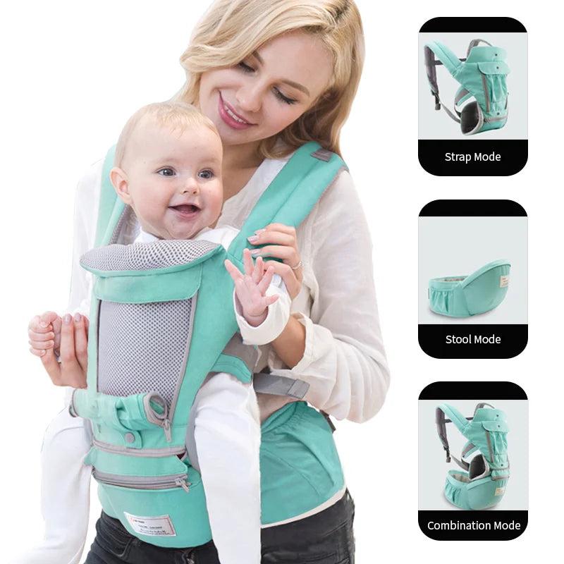 Ergonomic Baby Carrier Hipseat Sling 0-36 Months Front, Back & Side Carry Travel Wrap