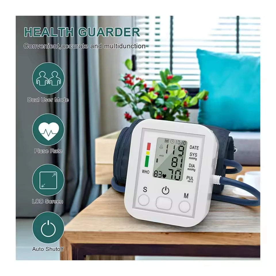 Digital Upper Arm Blood Pressure Monitor with Large LED Display Automatic Home BP Cuff