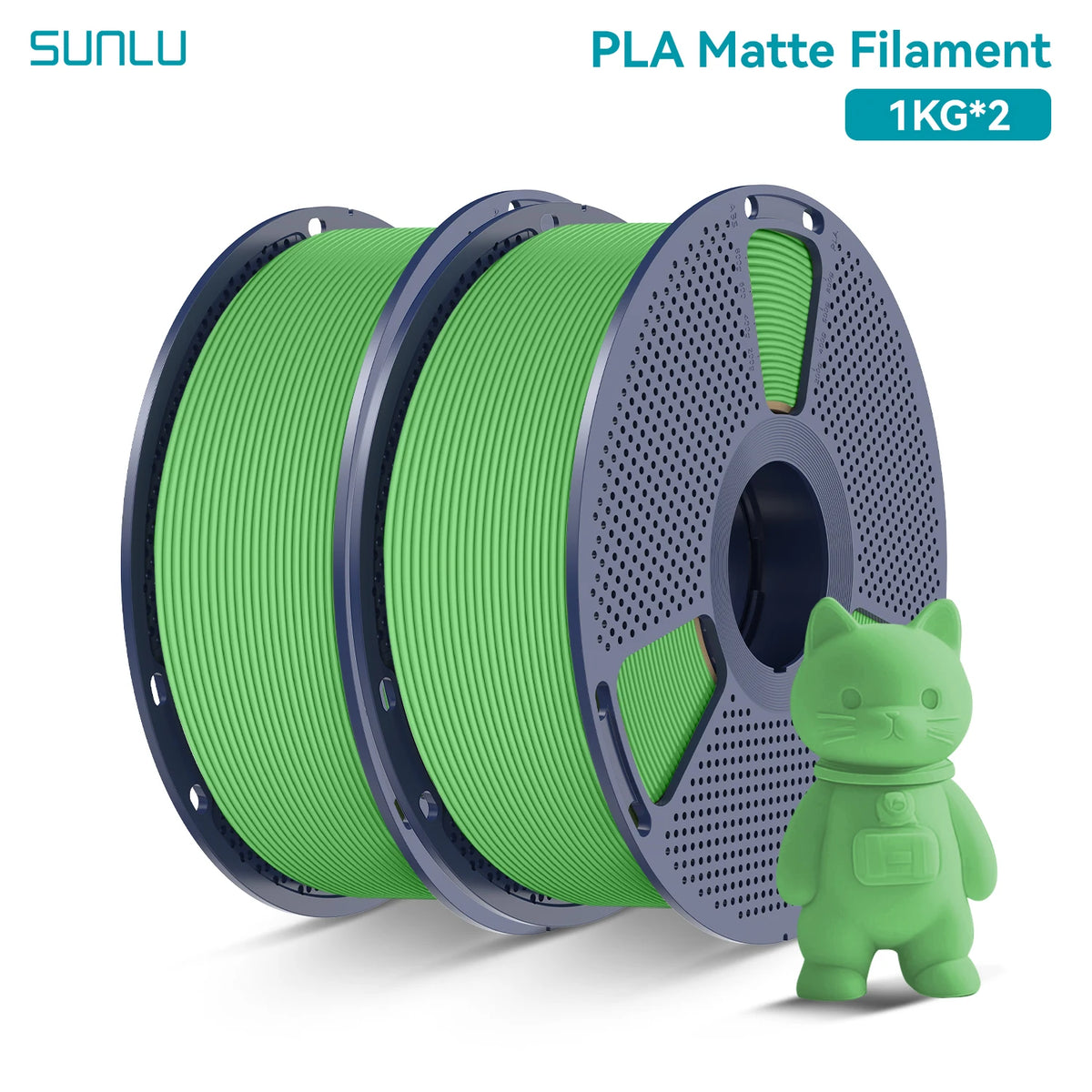 PLA Matte Filament 1.75mm 1kg Spool (2.2 lb) 2-Pack, Matte Finish Neatly Wound for FDM 3D Printers