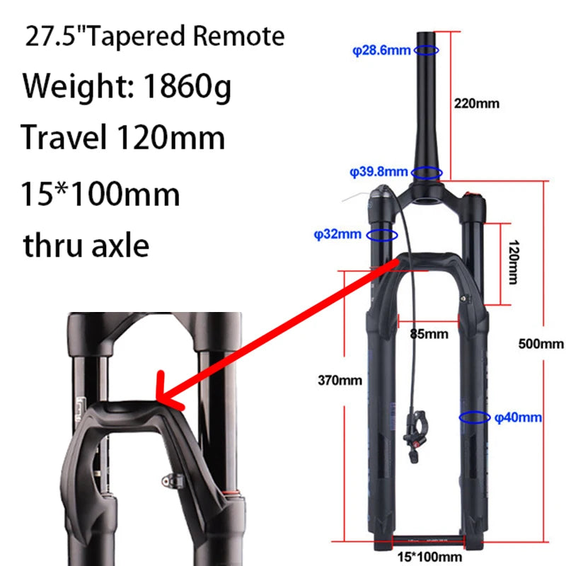 27.5/29-inch Boost Mountain Bike Suspension Fork - 34mm (1.34in) Tapered Stanchion, 120/140mm (4.7/5.5in) Travel, 15x100/110mm Thru-Axle, Adjustable Rebound and Lockout