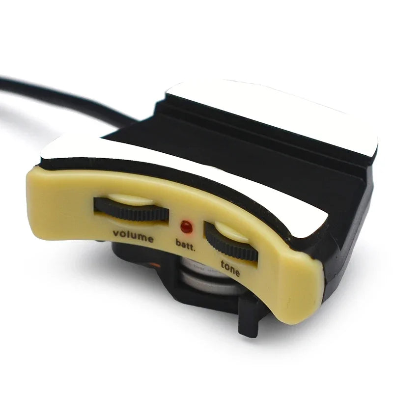 Slim Soundhole Ukulele Pickup with Volume and Tone Control - High-Sensitivity Silver Piezo Preamp
