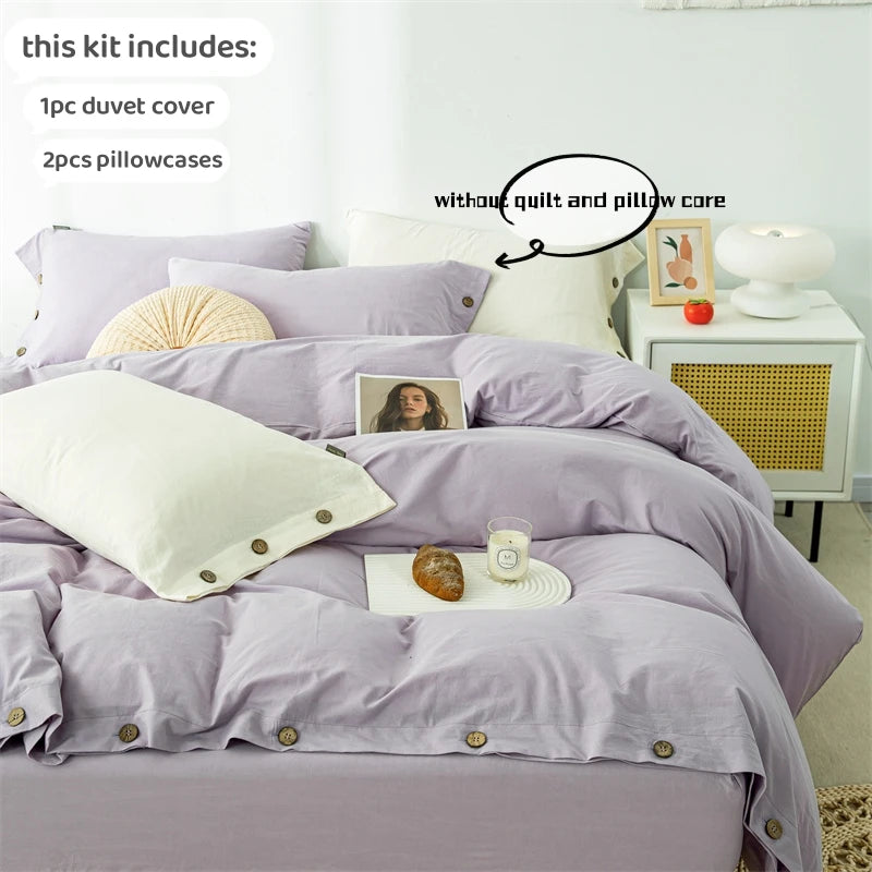 3-Piece 100% Cotton 400TC Twill Duvet Cover Set with 2 Pillowcases – Solid 220×240 cm (86.6×94.5 in)