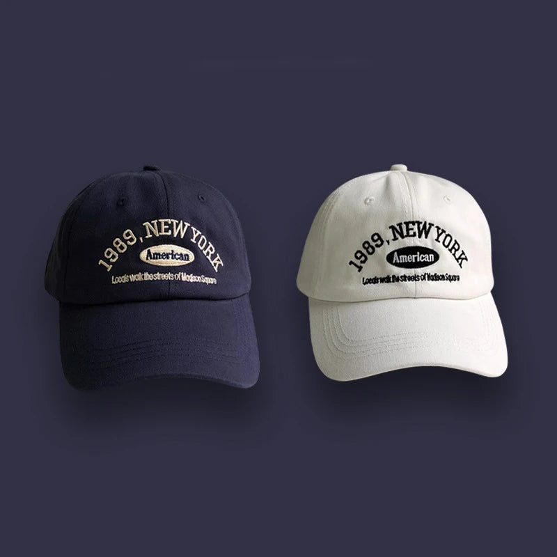 Korean Retro Embroidered Letter Baseball Cap - Unisex Casual Sun Protection Hat