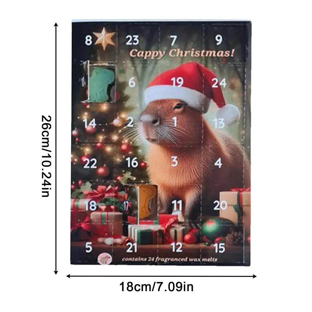 Capybara Christmas Advent Calendar 24-Day Countdown with 24 Mini Ornaments 10.24 x 7.09 in (26 x 18 cm) Holiday Decoration for Kids and Teens