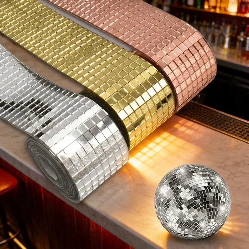 Acrylic Self-Adhesive Mirror Mosaic Tiles - Mini Square Wall Stickers for Bathroom, Home Decor, Wedding & Party DIY Disco Ball
