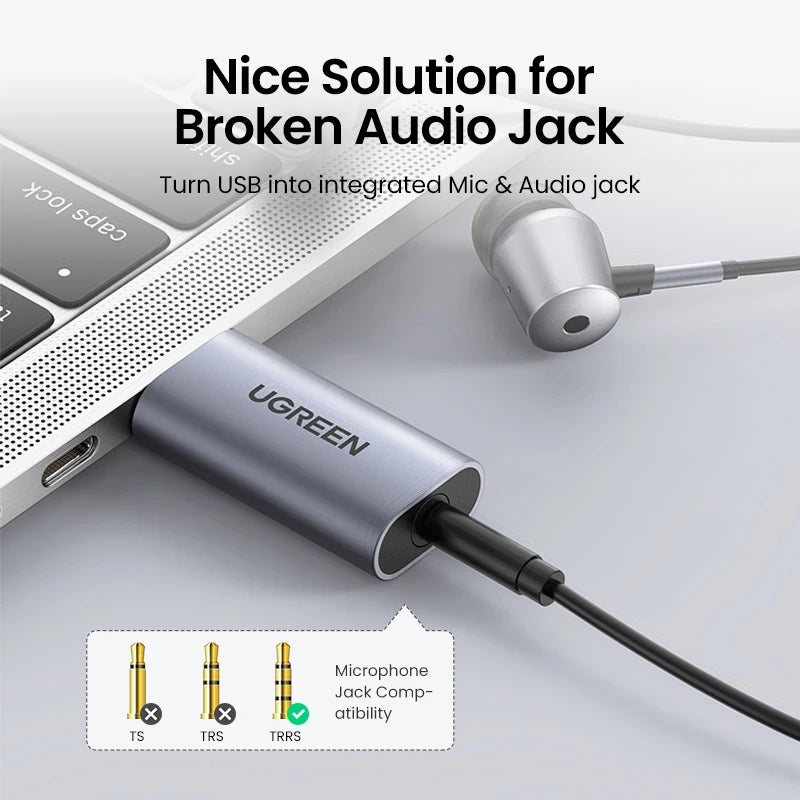 USB to 3.5mm Audio Adapter - External USB Sound Card TRRS (CTIA/OMTP) for PC Laptop PS5 PS4 Nintendo Switch - Aluminum Shell