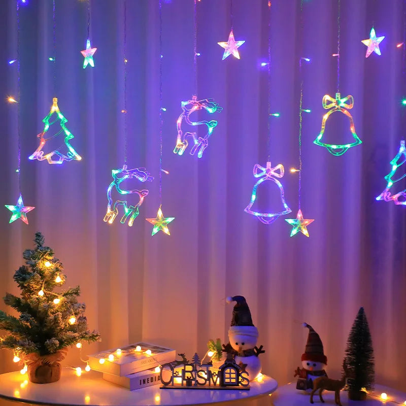 LED Fairy Curtain String Lights - 2.5m (8.2ft) x 0.8m (31.5in), Warm White & Rainbow, Waterproof Holiday Party Wedding Decor