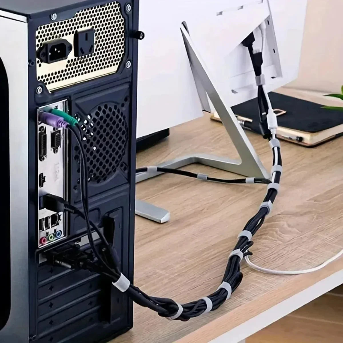 Hook and Loop Cable Ties – Reusable Wire Organizer for USB, Earphones & Mouse Cords
