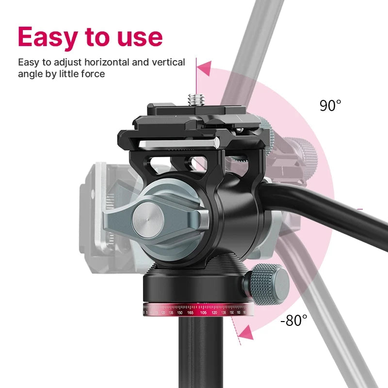Small Hydraulic Ball Head Camera Tripod Head 360 Panoramic Universal Ballhead for DSLR and Monopod, Supports 10 kg (22 lb)