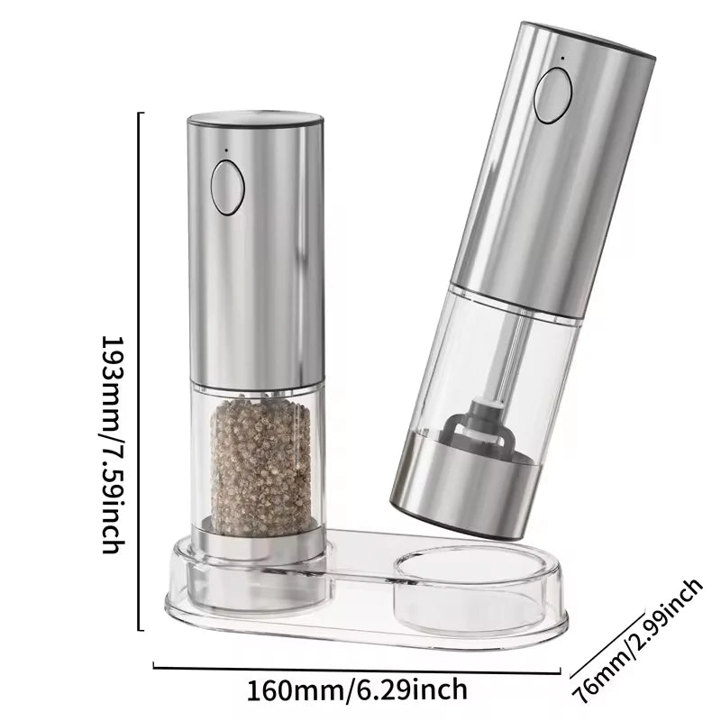 Automatic USB Rechargeable Salt & Pepper Grinder – Adjustable Ceramic Spice Mill (1 or 2-Pack)