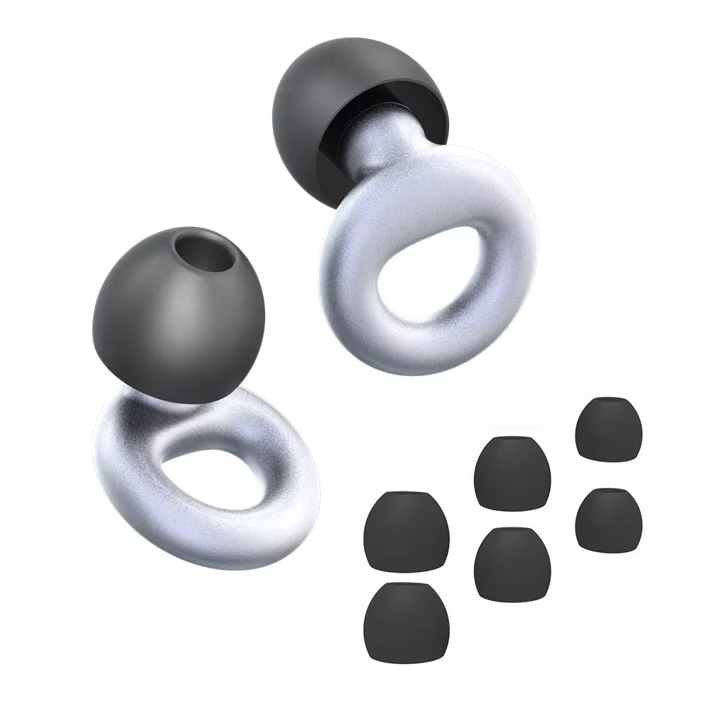 Silicone Earplugs 4 Pairs - Reusable Hypoallergenic Ear Plugs for Swimming & Sleep Noise Reduction (XS S M L)