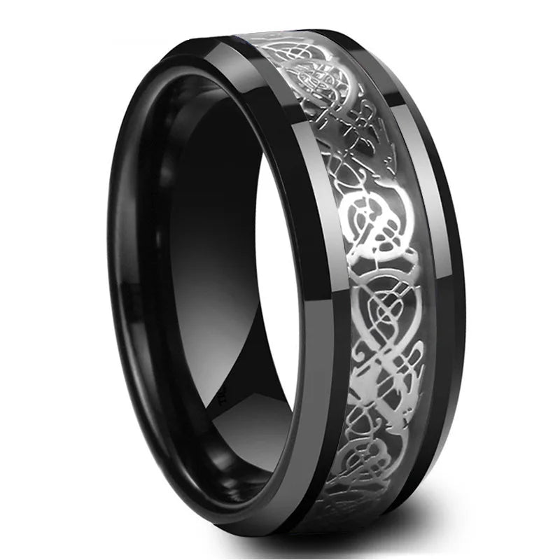 Gothic Black Heart Infinity Couple Rings - Women's Stainless Steel Rhinestone Punk Jewelry