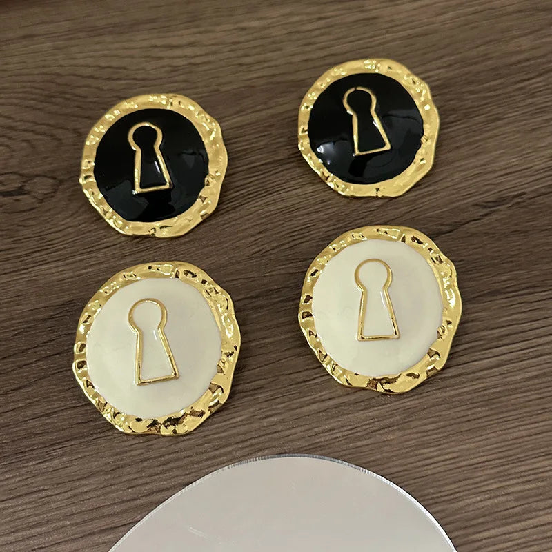 Vintage Round Dangle Statement Earrings for Women - Metal Alloy Drop Earrings