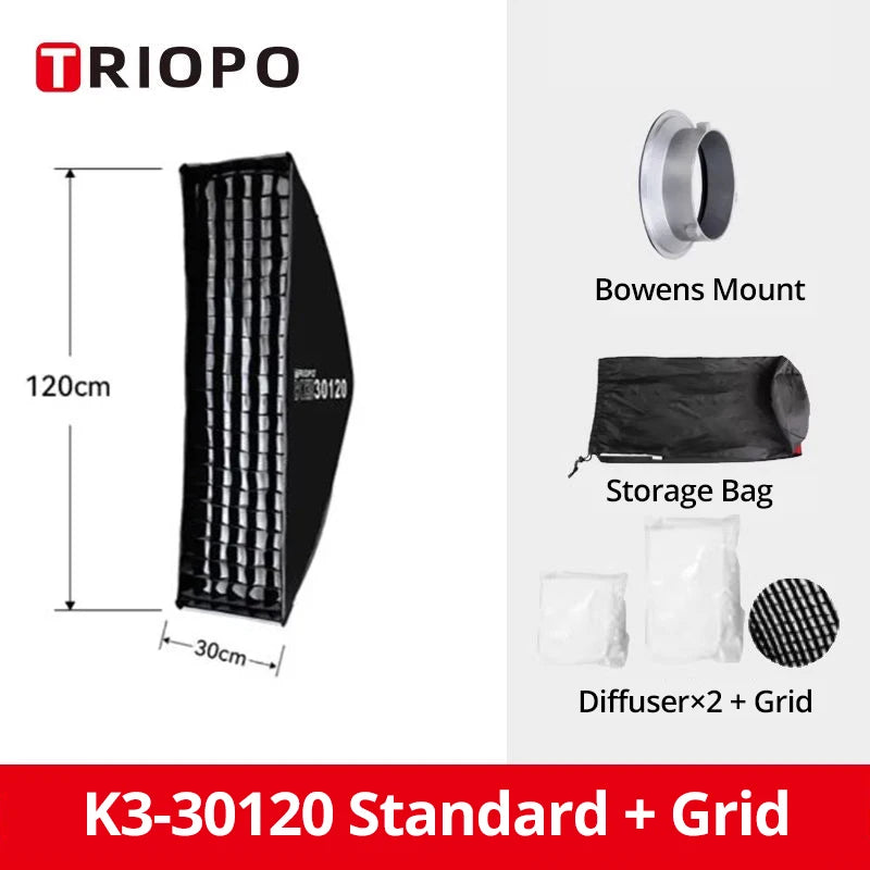 Quick-Setup Octagon Softbox with Bowens Mount — 55/65/90/120cm (21.7/25.6/35.4/47.2 in) for Studio LED Video Lights