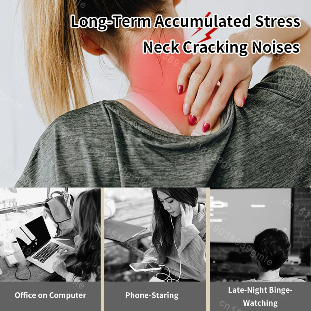 Wireless Neck Massager with Microcurrent — Multi-Head Replaceable Shiatsu Kneading, Heat & Vibration for Cervical & Shoulder Relief