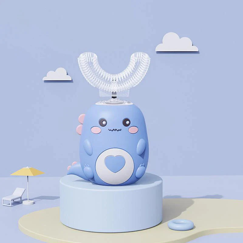 Children's U-Shaped Rechargeable Sonic Toothbrush 360° Silicone Electric Toothbrush for Kids IPX7 Waterproof 60-Second Clean