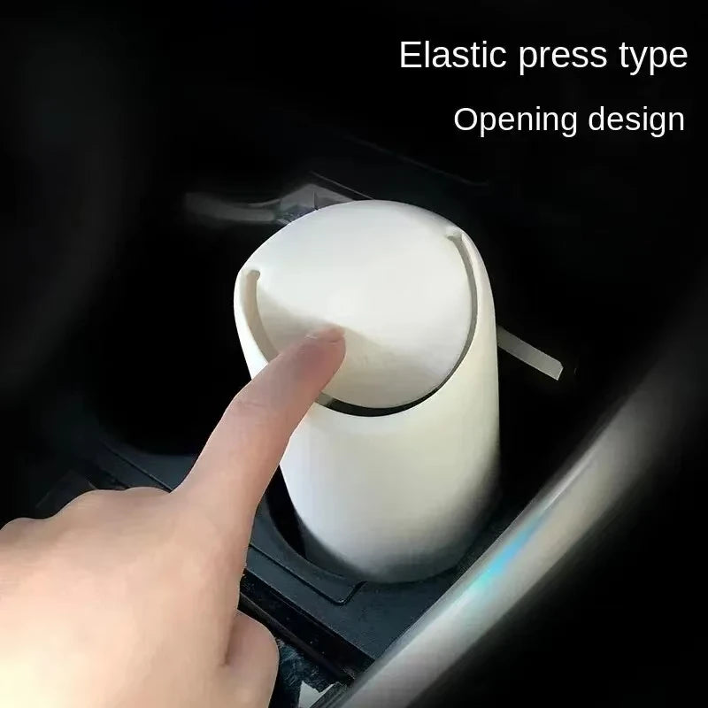 Silicone Car Trash Can – Round Portable Car Garbage Bin Auto Organizer, 6 x 2.8 in (15 x 7 cm)