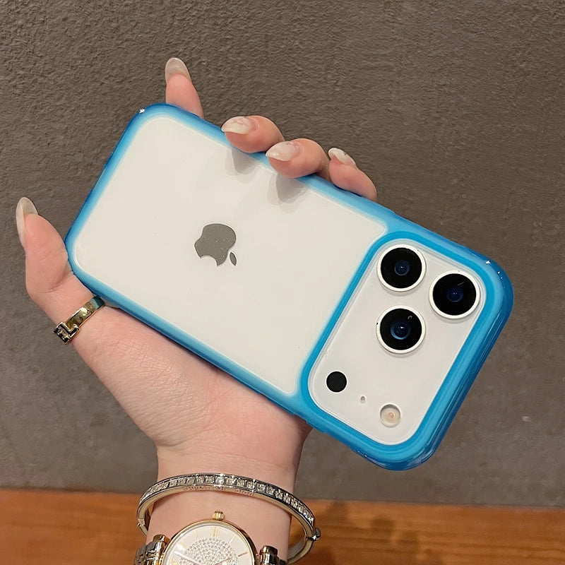 Transparent Acrylic Shockproof Bumper Case for iPhone 13/14/15/16/17/18 Pro Max - Clear Back Cover