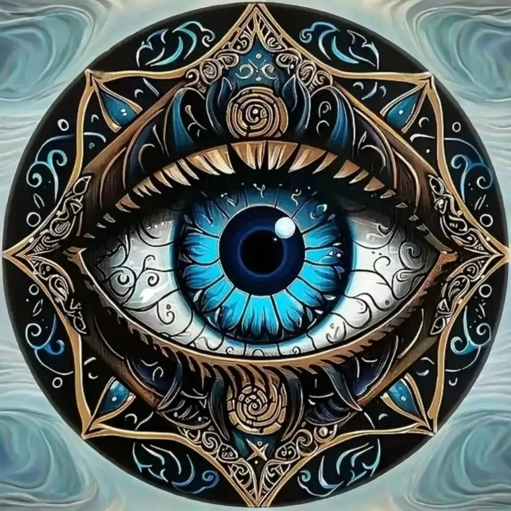Evil Eye Tin Wall Decor - Boho Rustic Mandala Trident Metal Sign