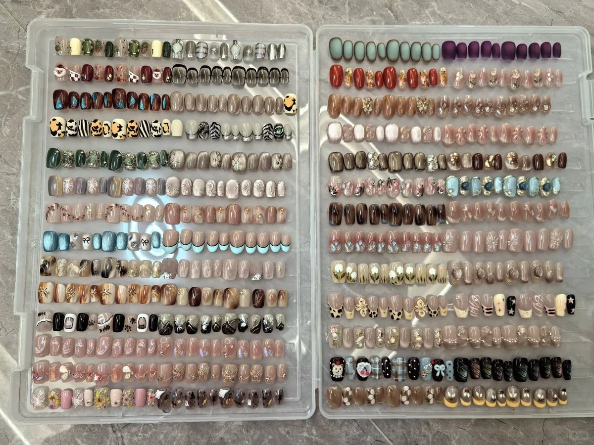 Transparent Portable Press-On Nail Storage Box – Nail Display Case Organizer for Salon & DIY