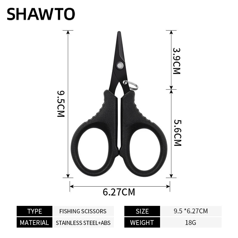 Fishing Line Scissors Keychain - Serrated Stainless Steel Blade, Titanium-Coated Corrosion-Resistant, Blunt Tip (9.5 x 6.27 cm / 3.74 x 2.47 in)