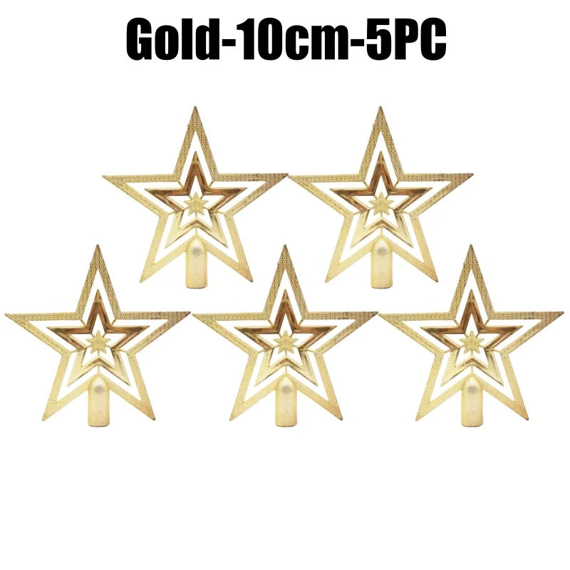 Star Christmas Tree Topper Gold & Red Shimmer 4 in / 8 in (10 / 20 cm) Holiday Tree Decoration