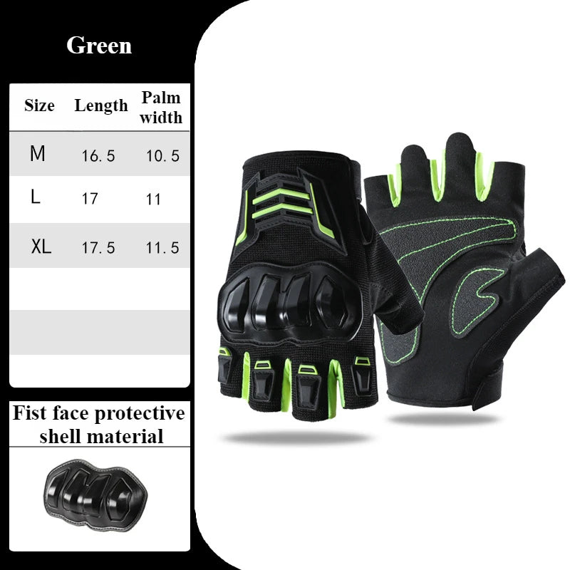 Half Finger Motorcycle Gloves Breathable Anti-Slip Protective Cycling Gloves for Electric Bike Racing