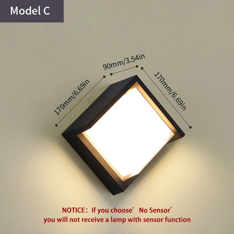 LED Outdoor Wall Light with Radar Motion Sensor - Waterproof Modern Porch & Garden Lamp AC85-265V