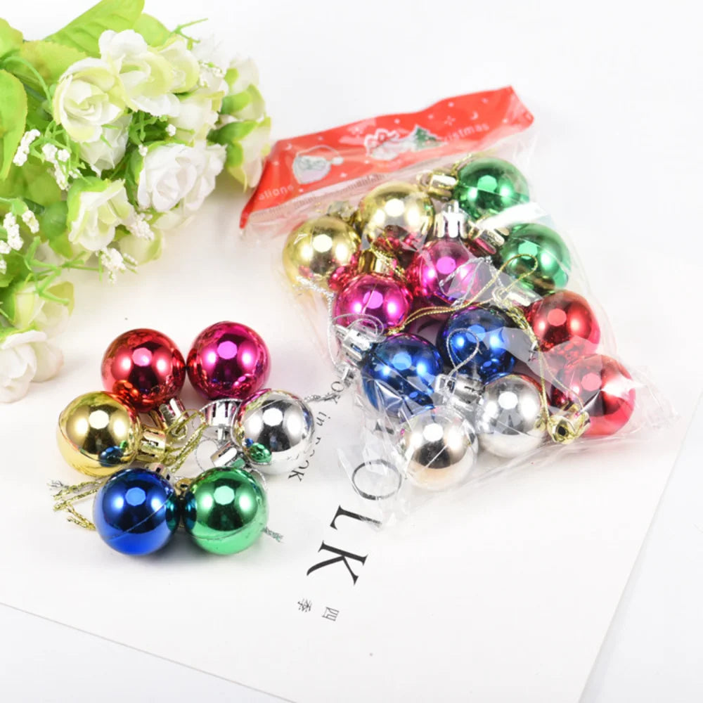 12-Pack 3 cm (1.18 in) Christmas Tree Ornaments - Glitter Baubles Hanging Decorations for Home & Party