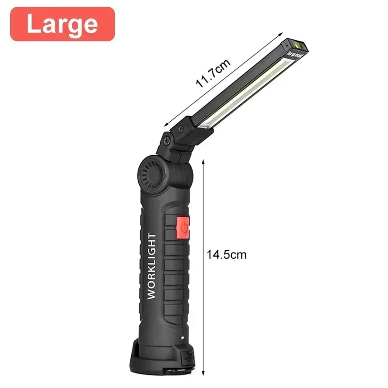 Portable COB LED Work Light – USB Rechargeable Inspection Lamp with Magnetic Hook & 360° Swivel