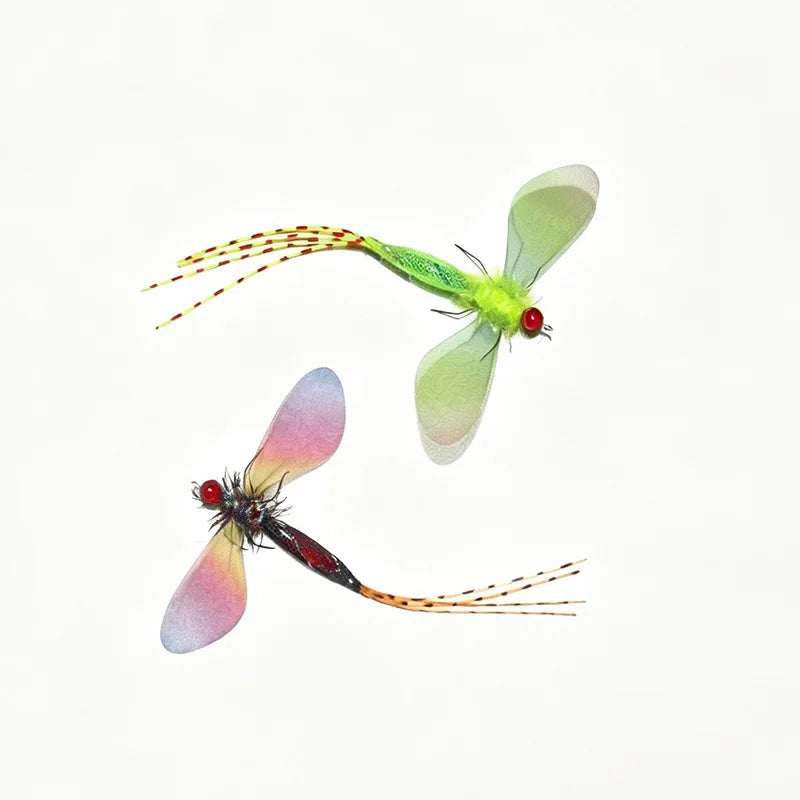 2-Pack Colored Dragonfly Cat Toy Replacement Heads - Artificial Insect Teasers for Cats