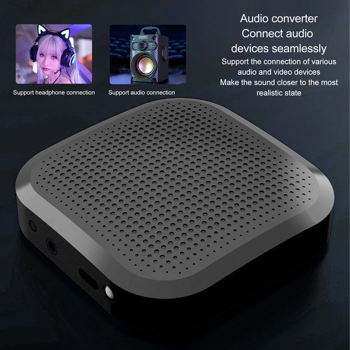 Air drum audio converter that connects to headphones or a speaker