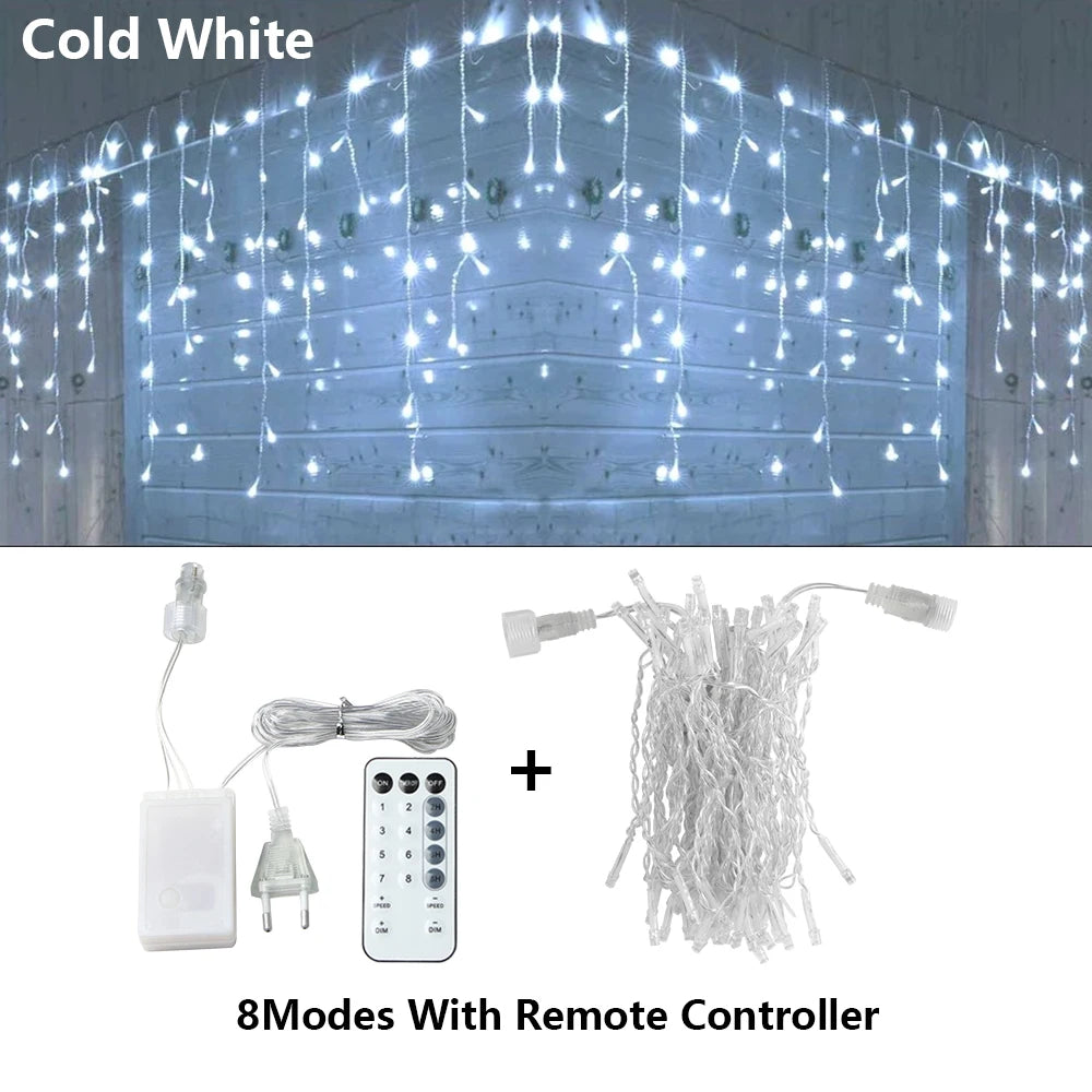 LED Icicle Curtain Fairy Lights – 3.5m to 40m (11.5–131 ft) Waterproof String Lights for Christmas, Wedding & Party Indoor Outdoor