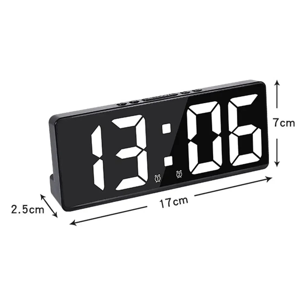 LED Digital Alarm Clock with Large Numbers, Color Nightlight, Temperature & Calendar, Voice-Activated, USB-Powered