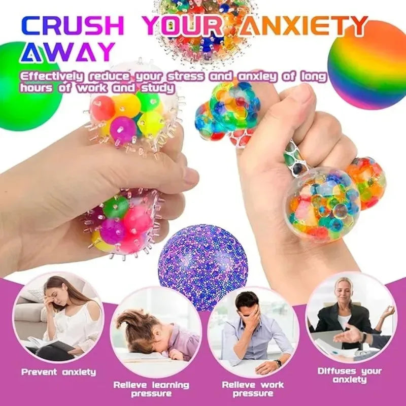 Rainbow 6-Pack Mini Squeeze Stress Balls for Kids & Adults view 3
